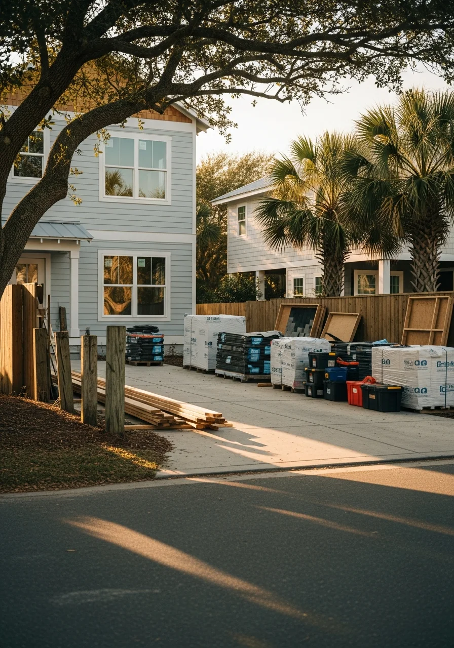 Modern residential construction and renovation work in Carolina Beach coastal community