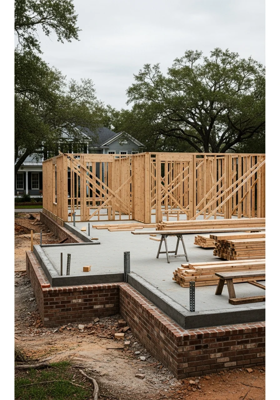 New home construction in Greenville Pitt County neighborhood